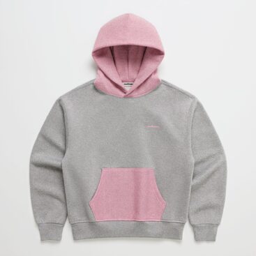 Glitter Midweight Colorblock Grey And Pink Hoodie